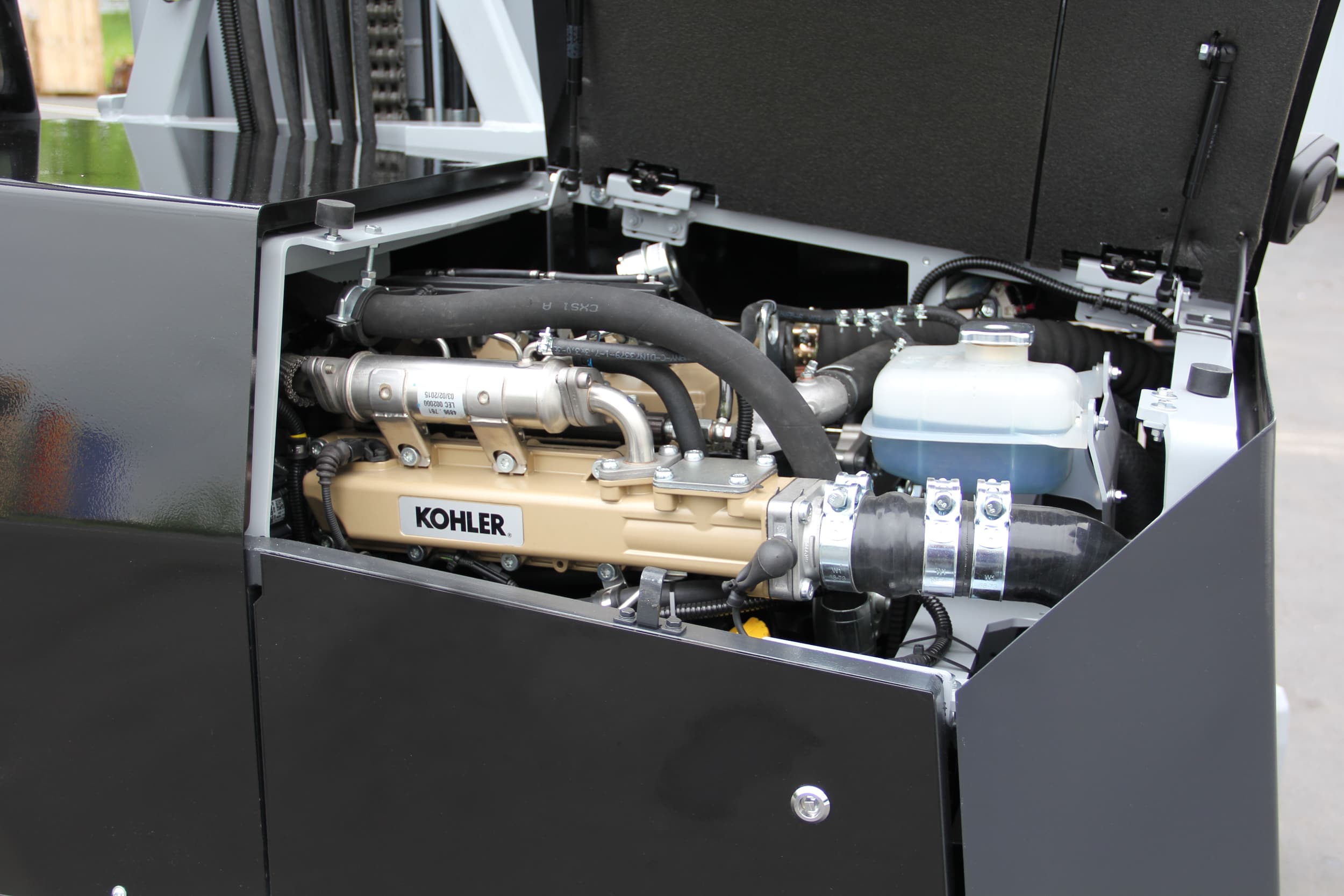 Vista do motor turbo com baixas emissões e baixo ruído